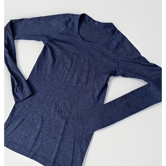Lululemon Womens Swiftly Tech Shirt, SIZE 6, Long Sleeve Crew Heathered Blue Gym - Picture 1 of 7